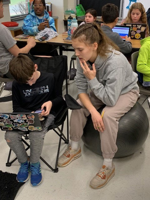 Loudoun County Public Schools students Sofie Steel and Hudson Reilly collaborate on the project. (Courtesy LCPS)
