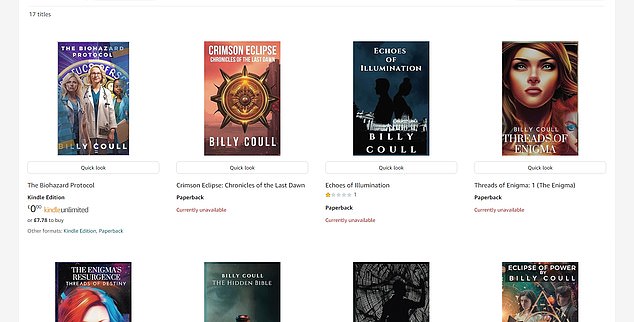 Currently none of Mr Coull's 17 works of fiction, including the tome 'Crimson Eclipse: Chronicles of the Last Dawn' are available to purchase
