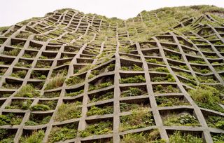 Reinforced hillside, Aogashima, Tokyo, Japan