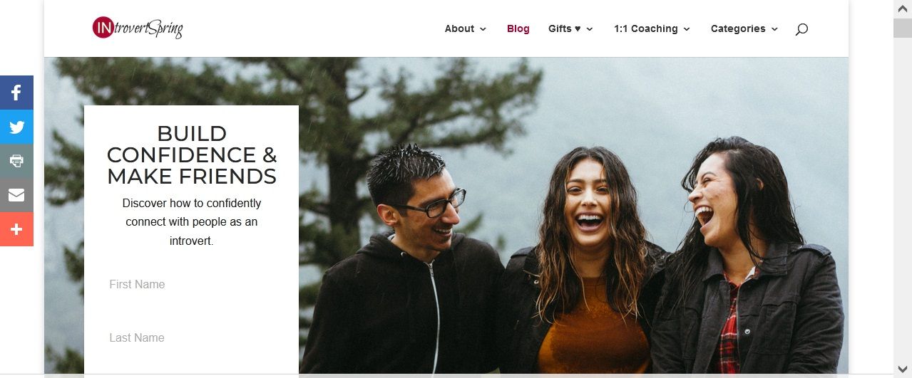 IntrovertSpring website page