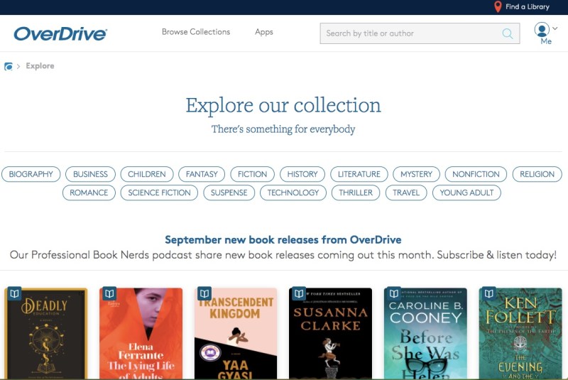 OverDrive website homepage
