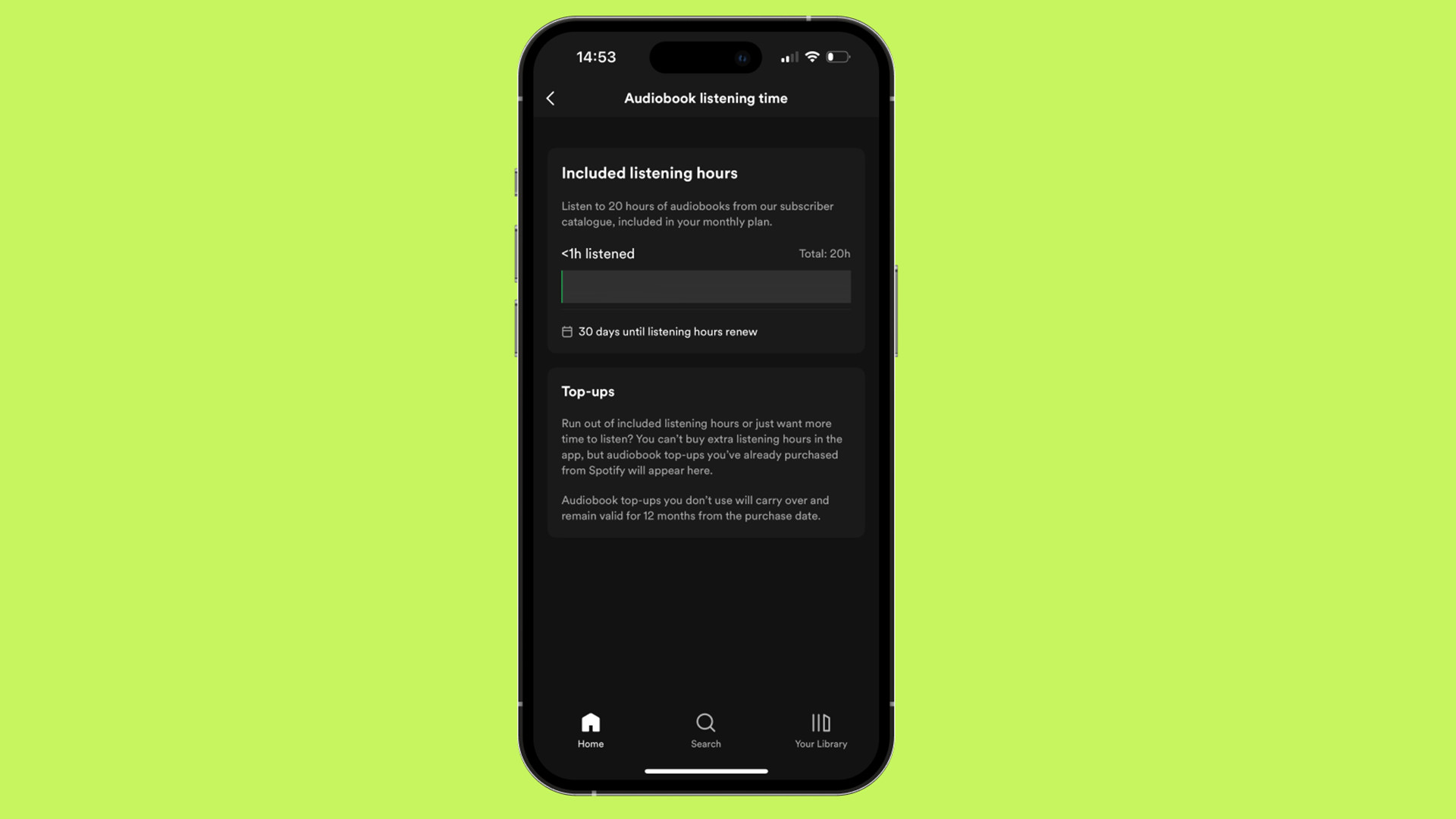 Spotify's time allocated bar