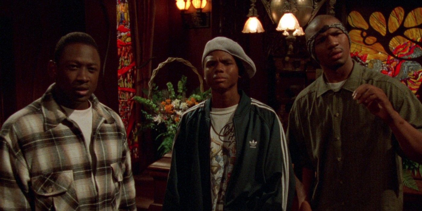 The three lead characters of Tales From The Hood frown in disbelief