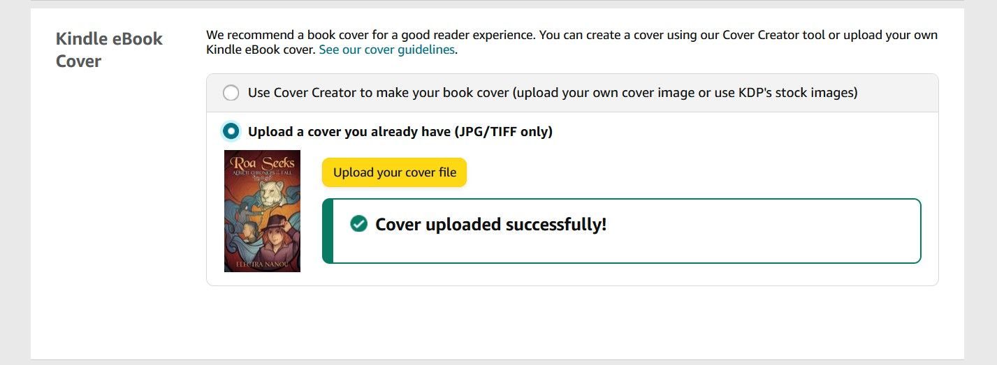 Adding an Ebook Cover on KDP