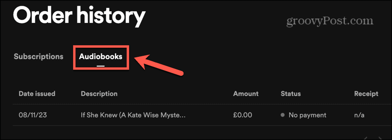 spotify audiobooks tab