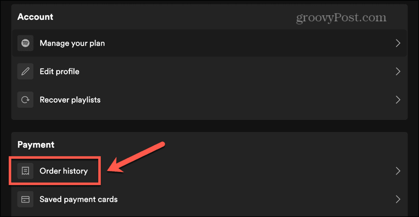 spotify order history