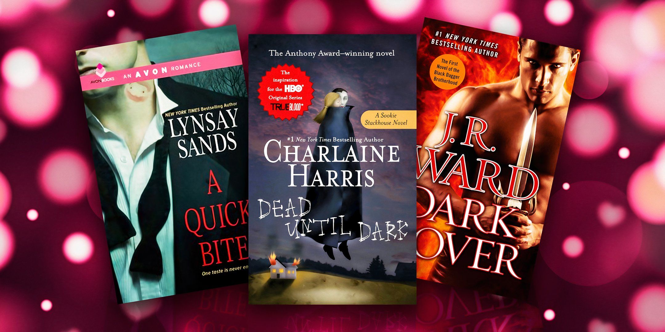 Book-Cover-of-Dead-Until-Dark-by-Charlaine-Harris,-Dark-Lover-by-J.R