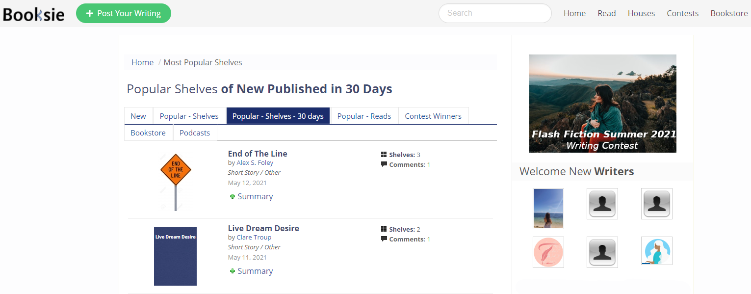 Booksie website short stories