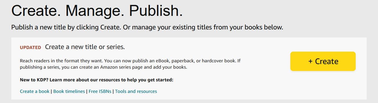 Creating a New Book on KDP