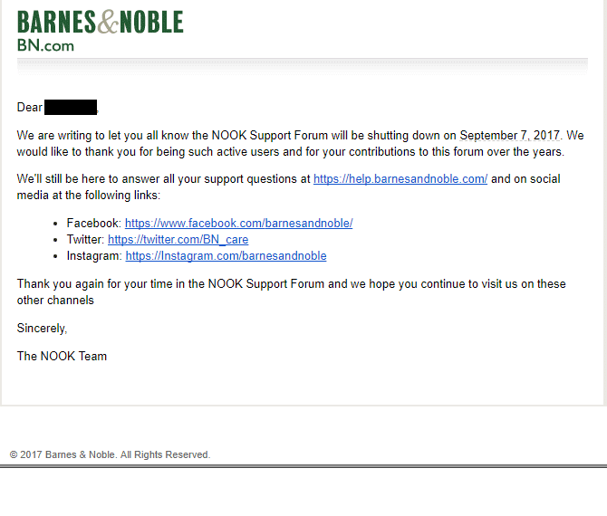 Barnes and Noble Shutting Down Nook Support Forums