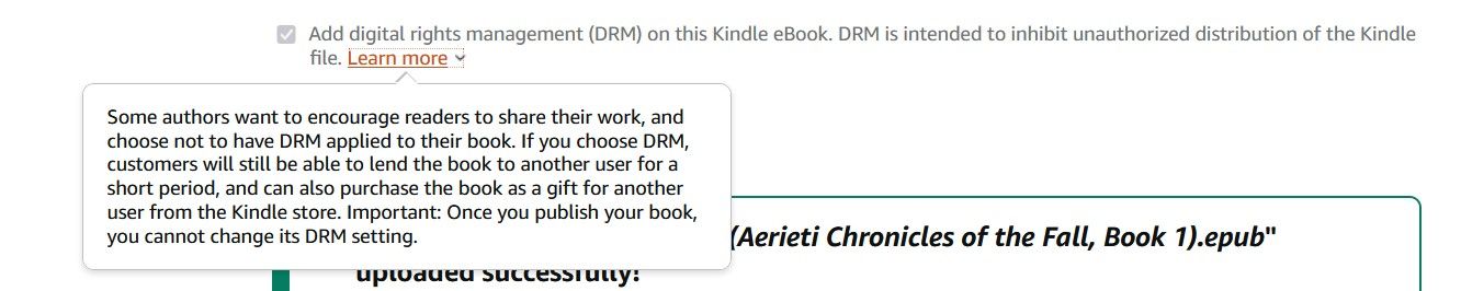 Information on KDP's DRM Feature