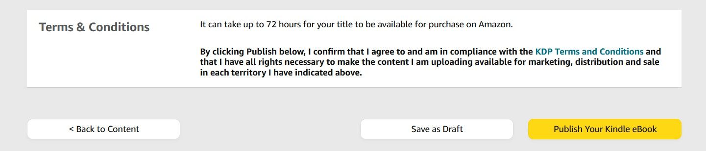 KDP Terms and Conditions Before Finalizing Ebook Sale
