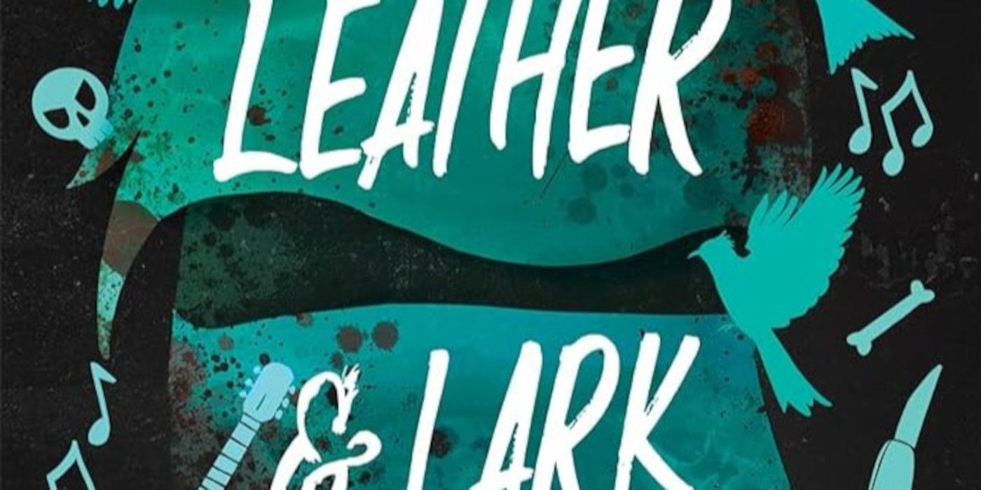 Leather & Lark Cover cover featuring a black backdrop and green birds, music notes, and bones