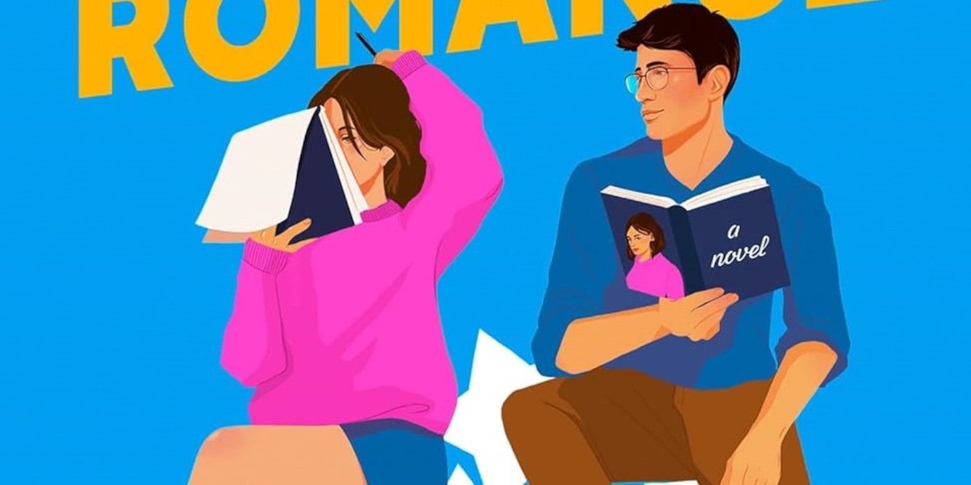 One Star Romance cover featuring a woman reading a book and a man with a book looking over at her