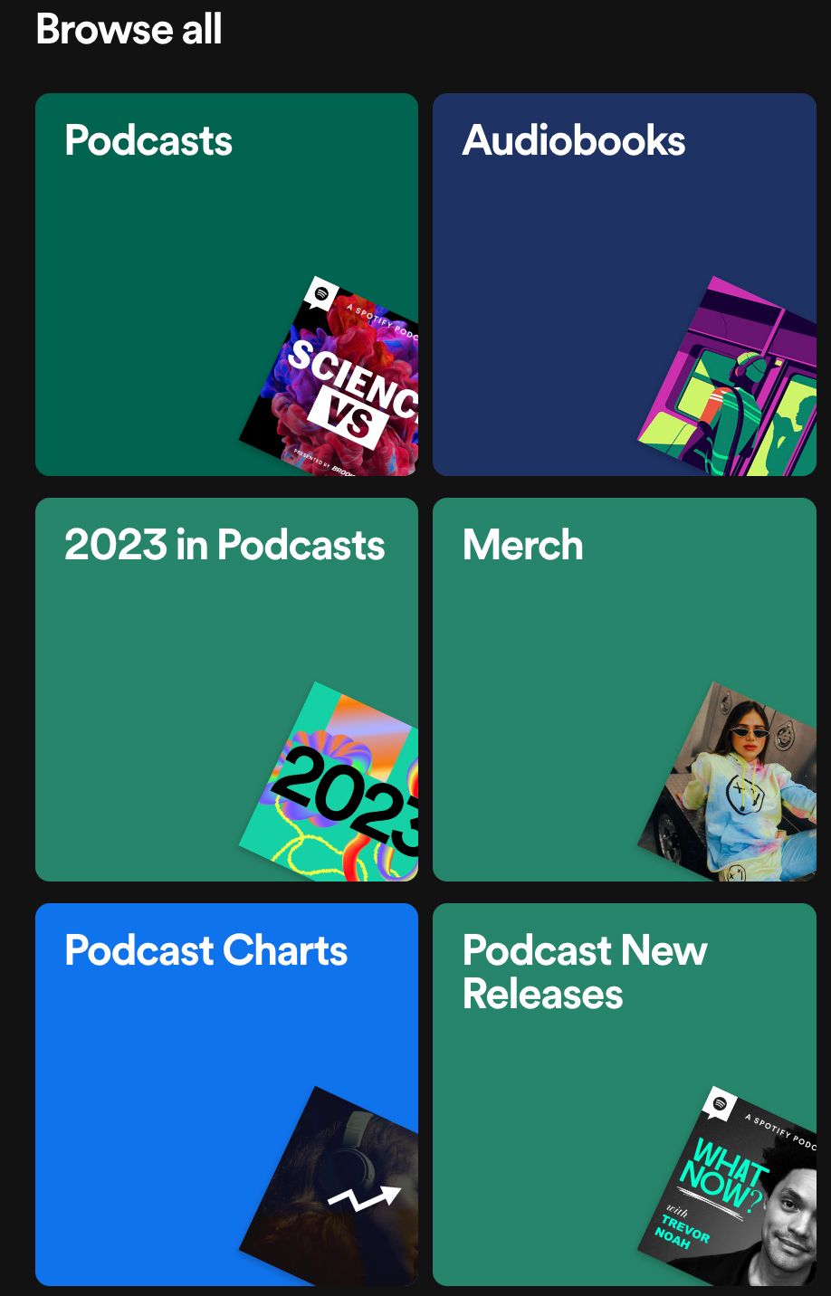 This is the Spotify browse menu on Mac or PC