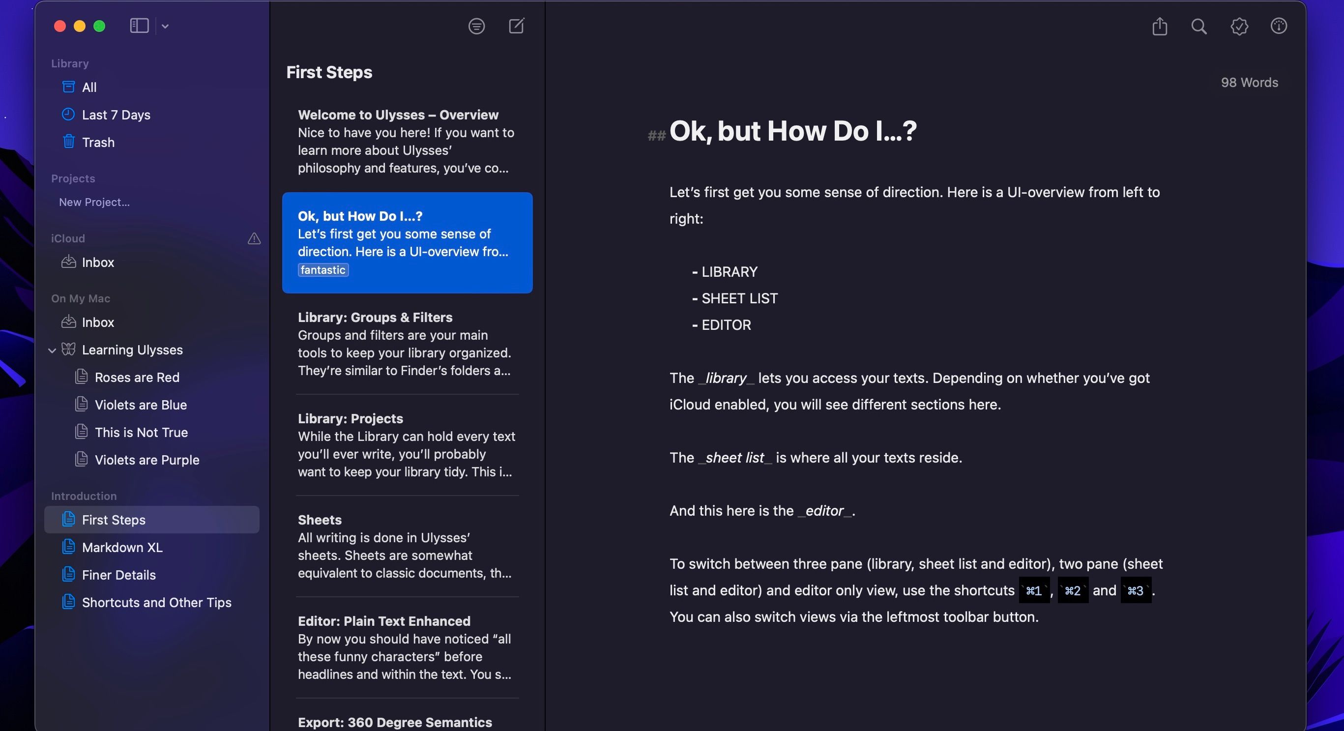 Screenshot of Ulysses