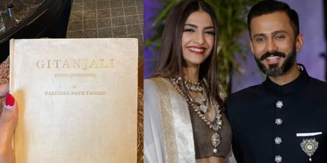 Sonam Kapoor receives Rabindranath Tagore’s famous poetry collection ‘Gitanjali’ first edition from husband Anand Ahuja as birthday gift