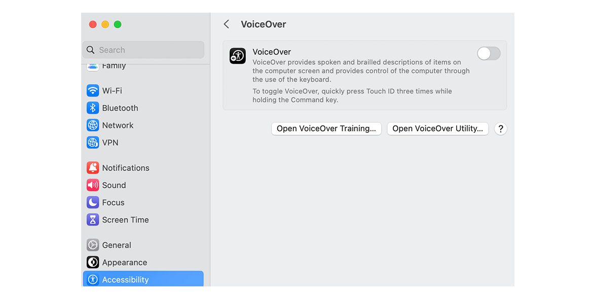 VoiceOver on Mac
