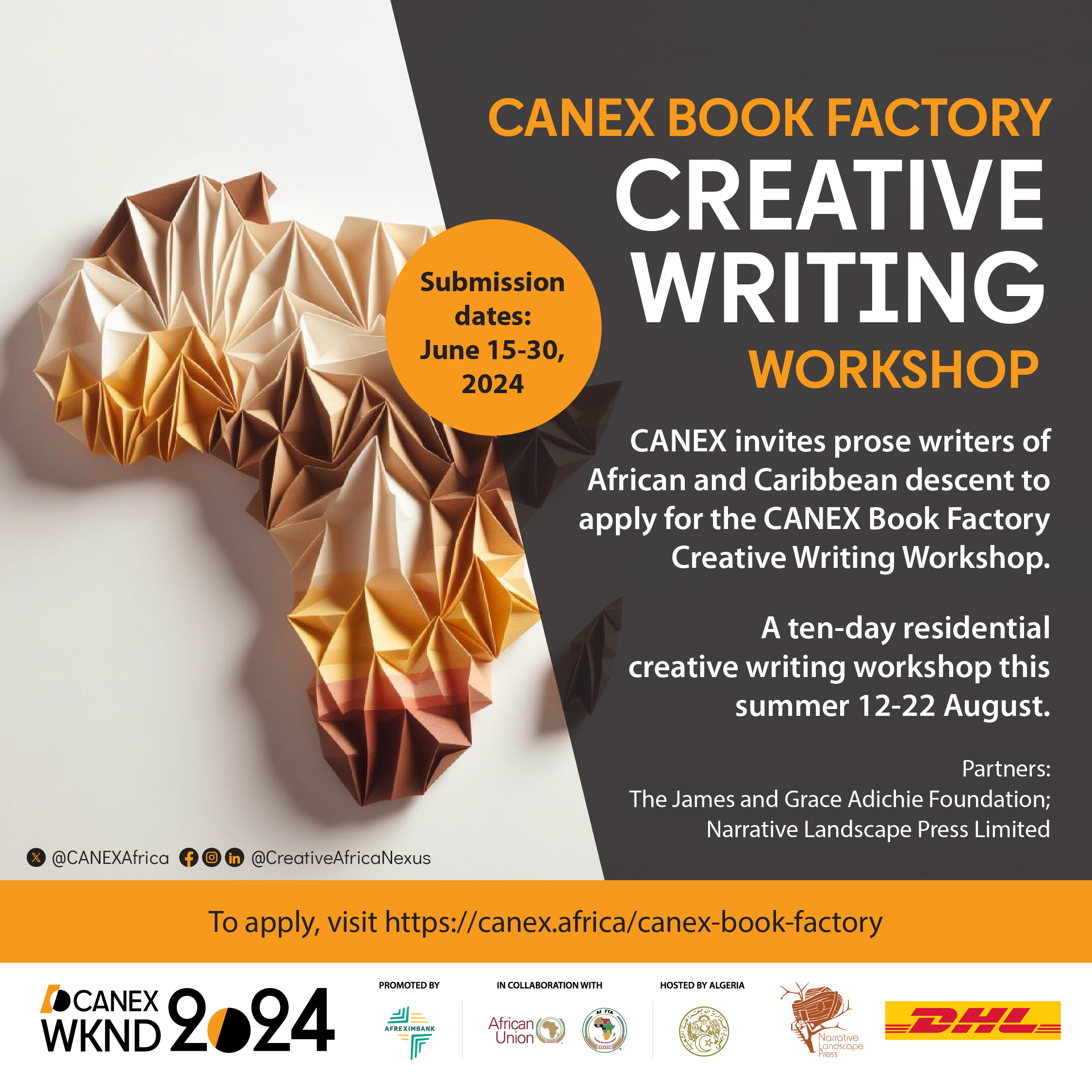 CANEX Book Factory Creative Writing Workshop Invites African and Caribbean Writers