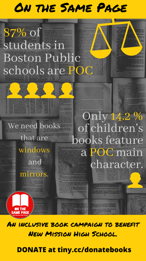 Diverse literature statistics on a flyer for the 'On the Same Page' book campaign. 
