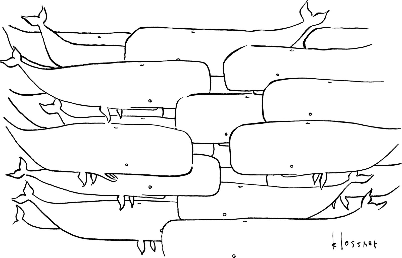 Whales at a party complain about the lack of space.