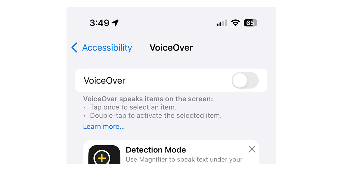 VoiceOver on iPhone