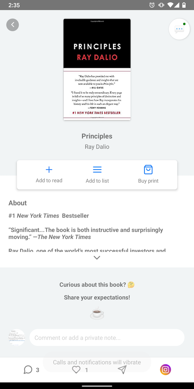 Bookself Android app book view
