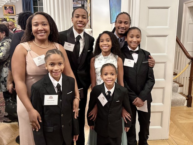 Geremiah DelValle, center, with his family: mom Kenya, top left, dad Gerron, top right, and brothers and sister Gervel, Keziah, Germain and Gershon. Courtesy of Kenya DelValle