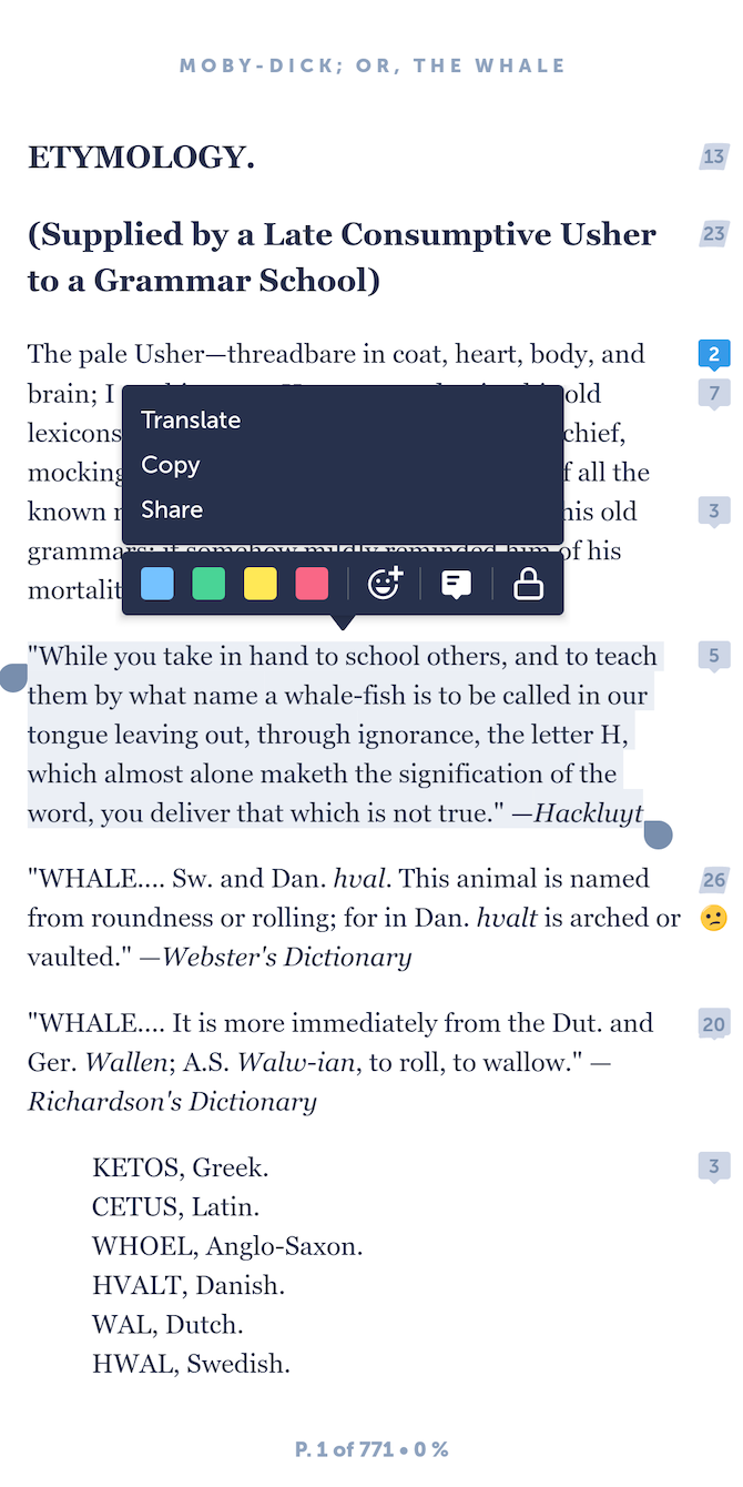 Glose e-book reader Android app