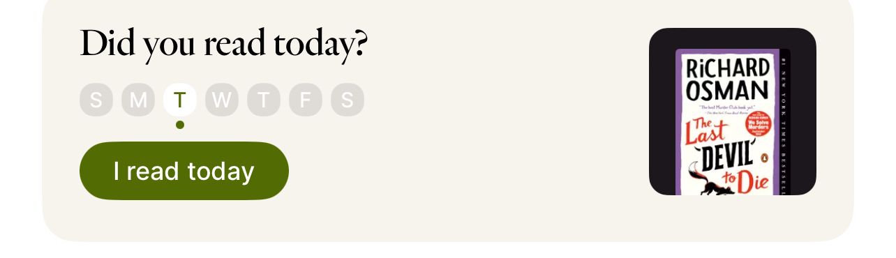 Screenshot of reading streak tracking on Fable 