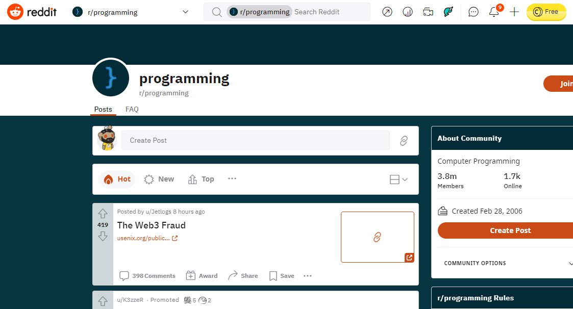 subreddit programming screenshot
