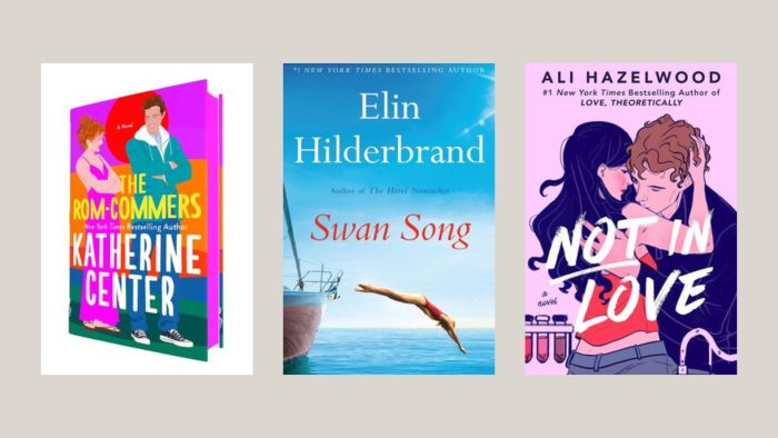 The Rom-Commers, Swan Song, Not In Love book cover images  