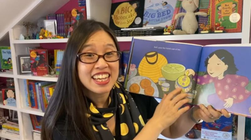 Still from video of Grace Lin reading from one of her books, perfect for virtual author activities