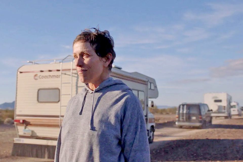 Frances McDorman in the Oscar-winning Nomadland, based on Jessica Bruder’s non-fiction book about American 'nomads' travelling the US in search of work