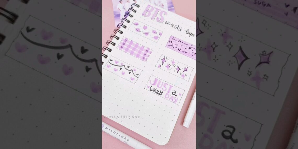 DIY BTS 💜(Day-2) washi tape idea✨️ #shorts #bts #youtube #justalazyday