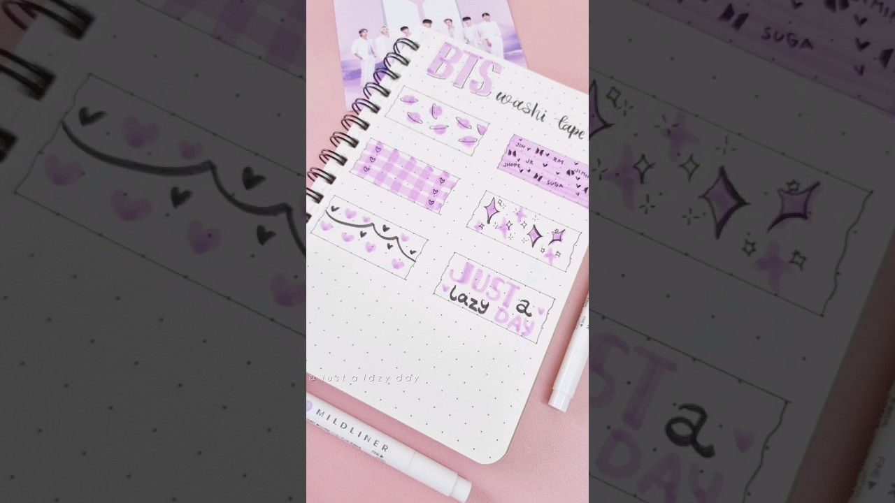 DIY BTS 💜(Day-2) washi tape idea✨️ #shorts #bts #youtube #justalazyday