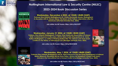 Nottingham International Law and Security Centre (NILSC) launches 2023-2024 Book Discussion Series Nottingham International Law and Security Centre (NILSC) launches 2023-2024 Book Discussion Series