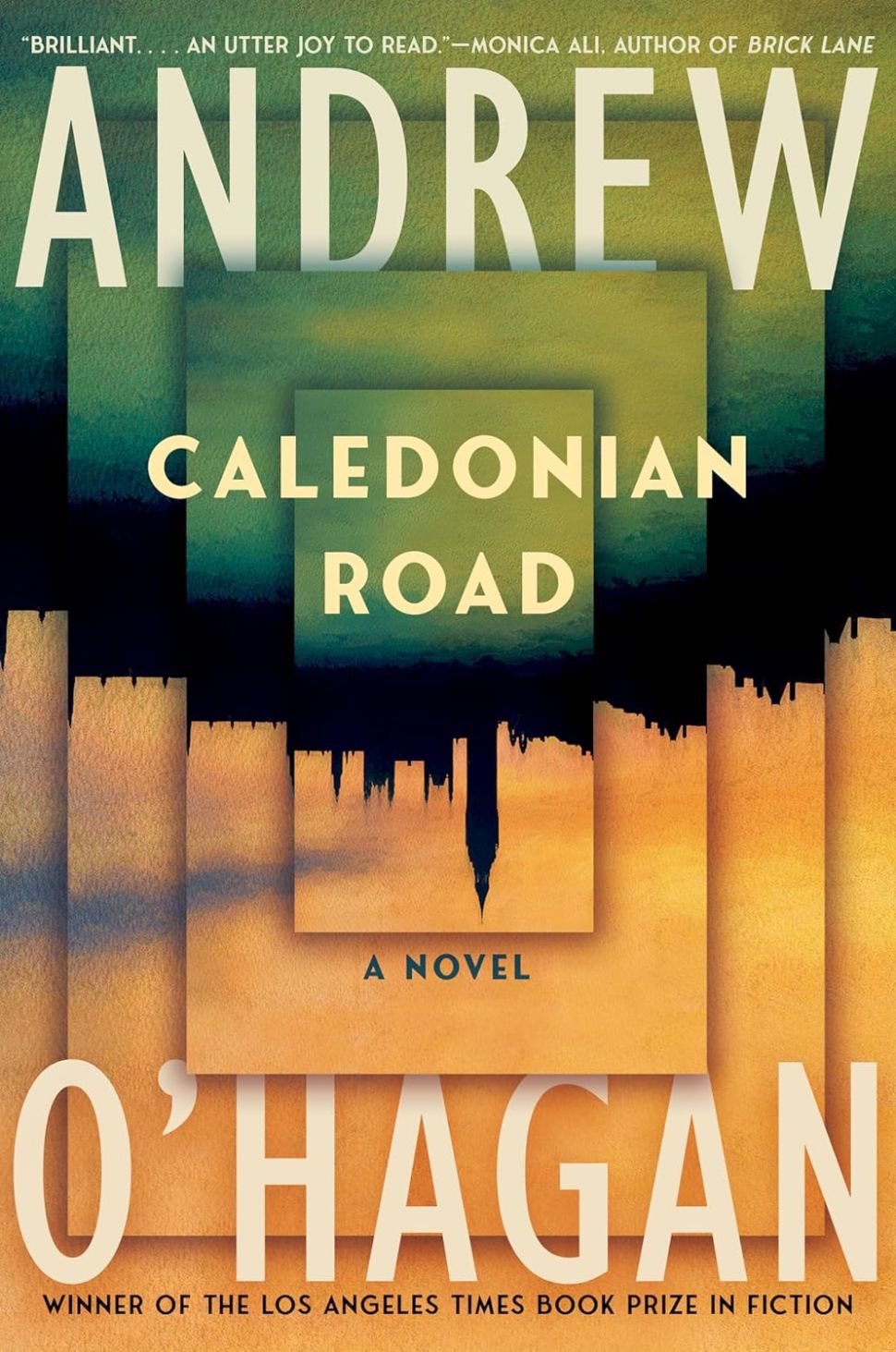 A book cover featuring an upside down city silhouette