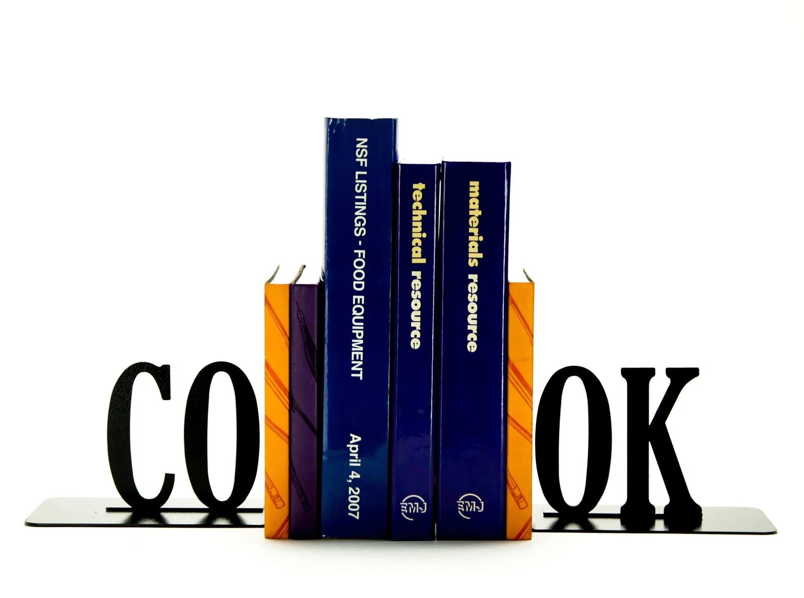 a photo of bookends that spell the word 