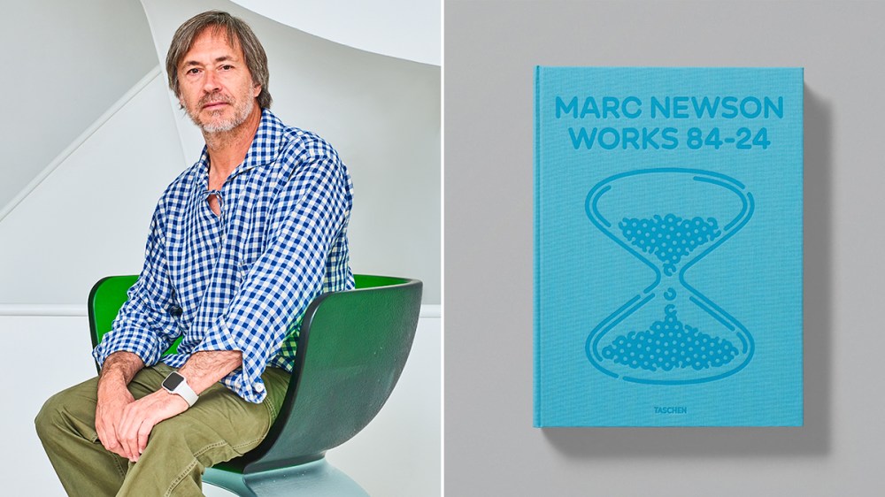 Designer Marc Newson next to his new book, Mark Newson Works 84-24