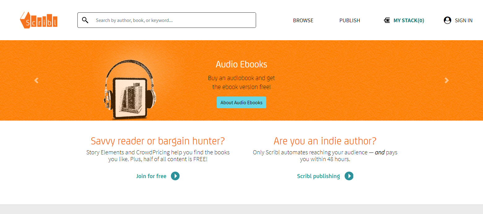 A screenshot of Scribl's landing page