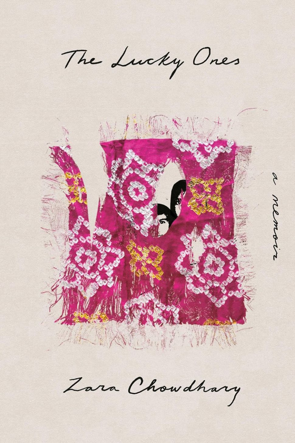 A book cover featuring what looks to be a pink batik patch