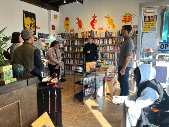 students in bookstore
