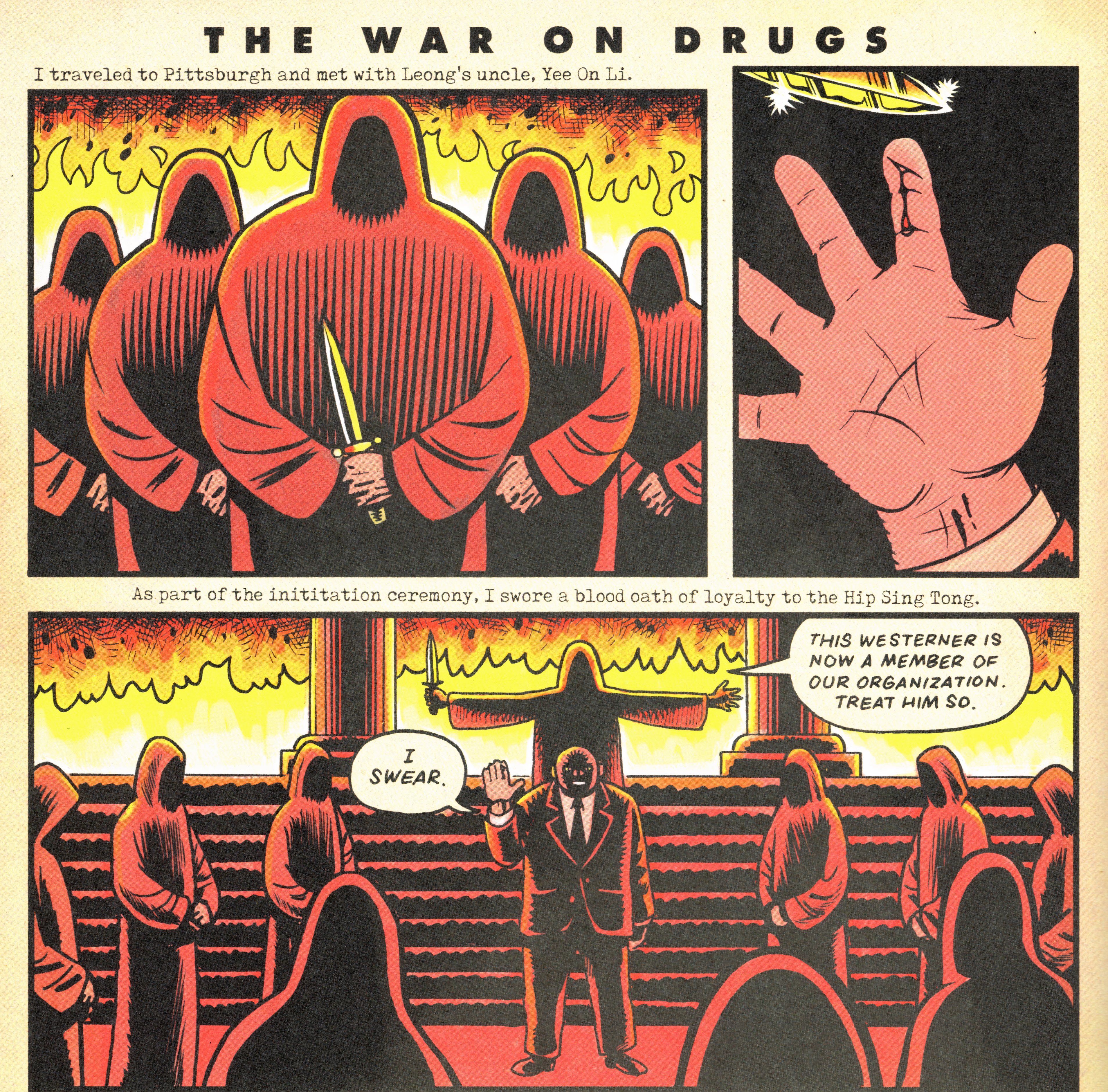 Conspiracy Comics #1 George White takes blood oath from figures in red robes