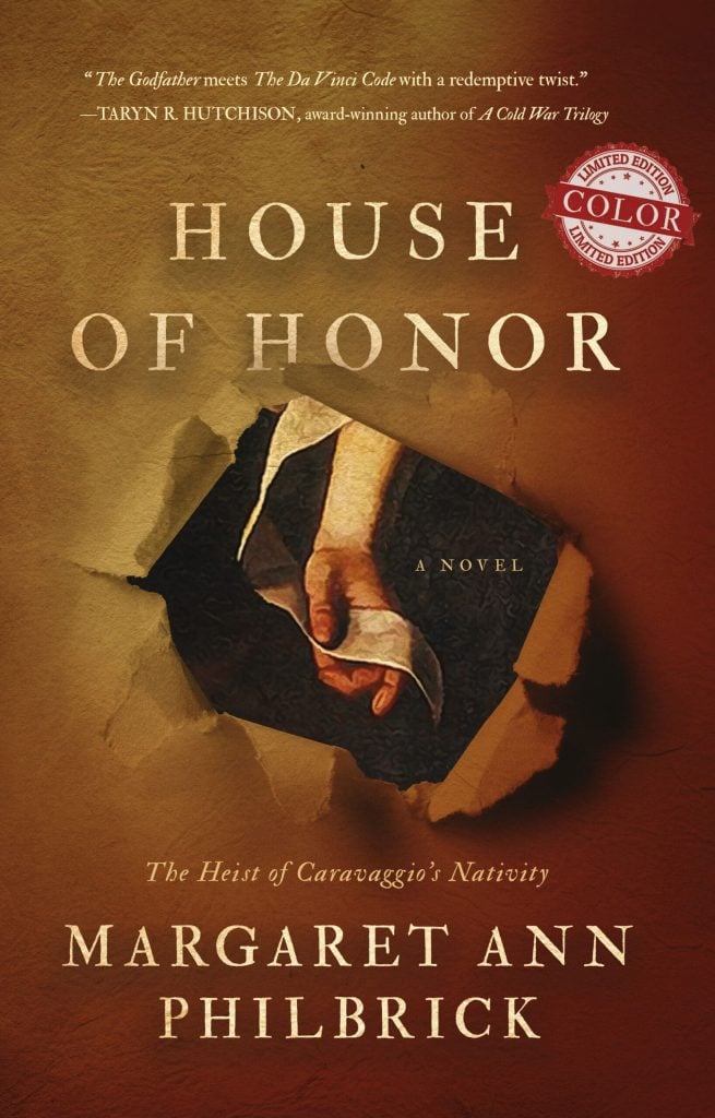 Book cover showing a torn brown sheet revealing a painted hand underneath