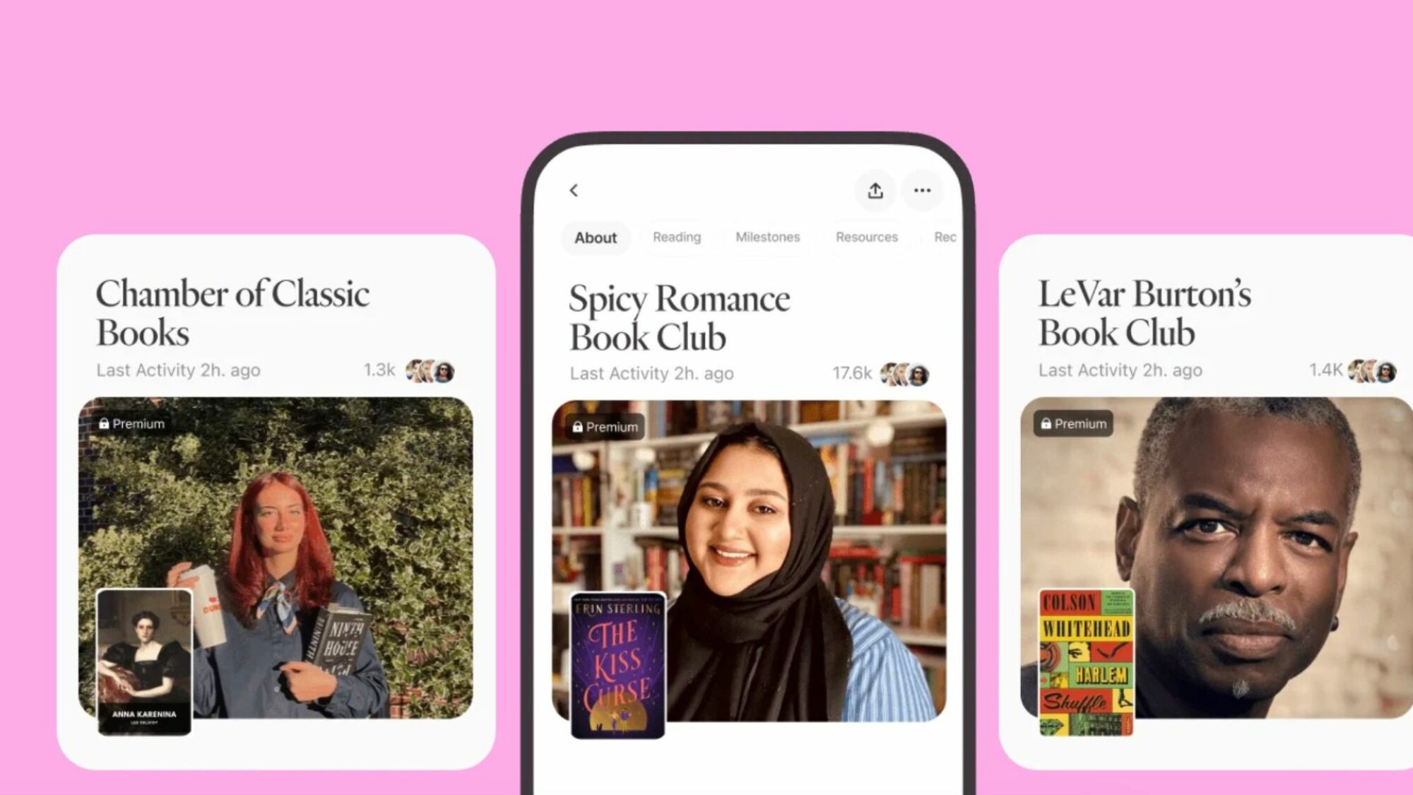 A graphic of book clubs within the Fable app.