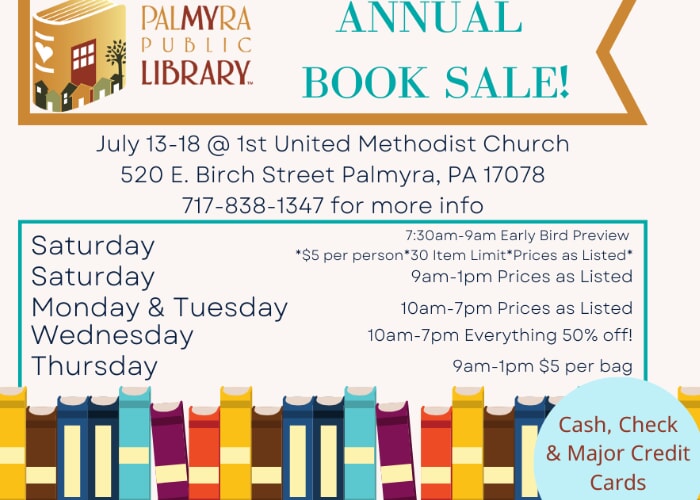 Palmyra Public Library Book Sale – Lebanon Valley Calendar Palmyra Public Library Book Sale – Lebanon Valley Calendar
