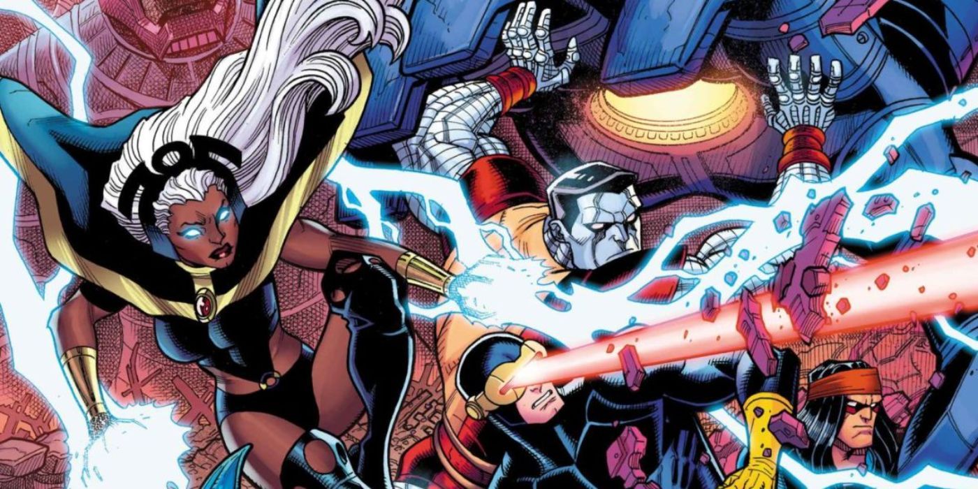 The X-Men fighting Sentinels on the covers of Sentinels #2 in the "From the Ashes" era.