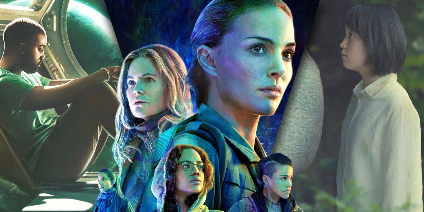 Split Images of Stowaway. Annihilation, and Okja