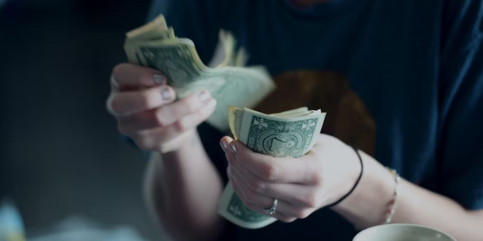 Woman counting money